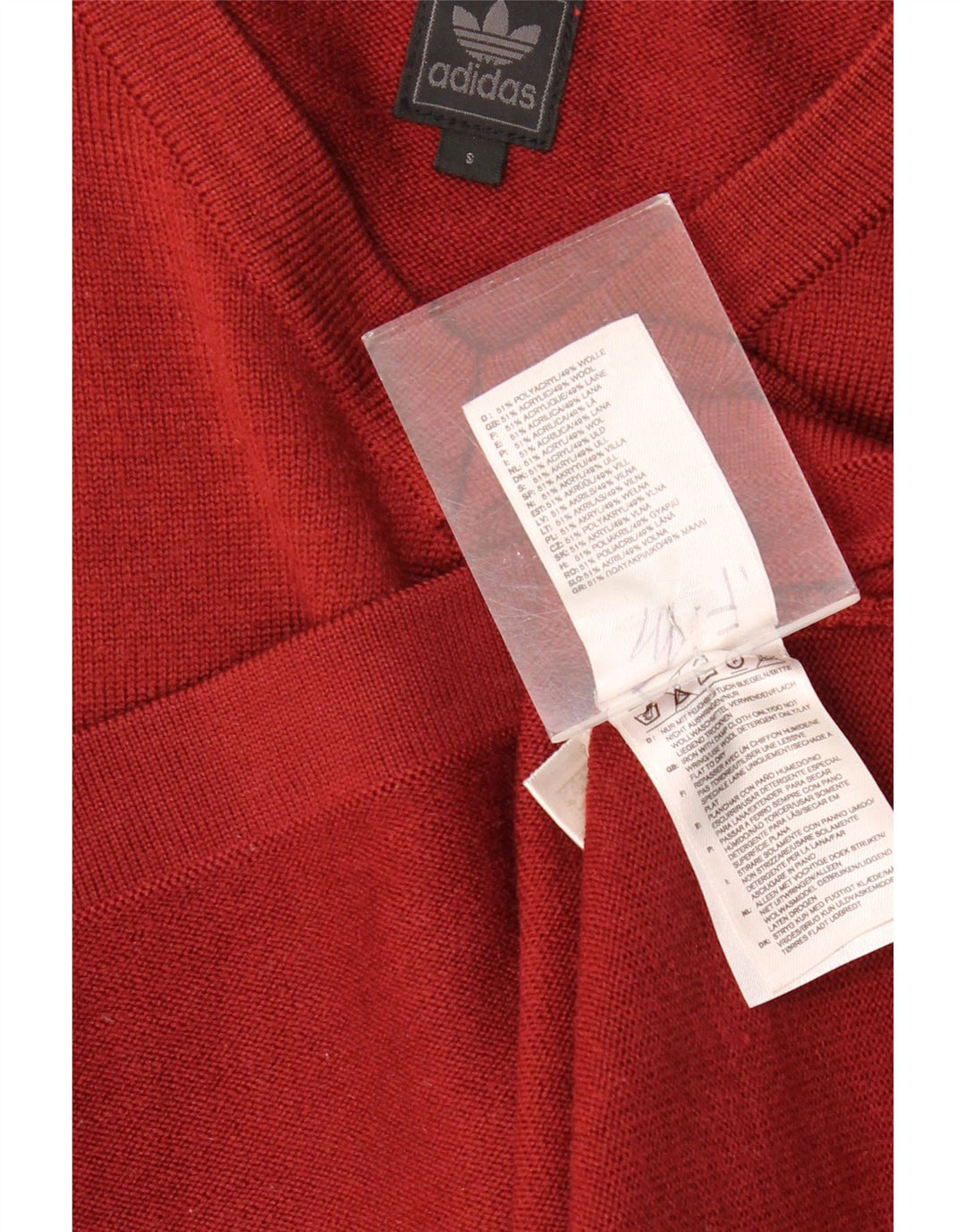 Maglione ADIDAS da uomo con scollo a V piccolo in lana bordeaux