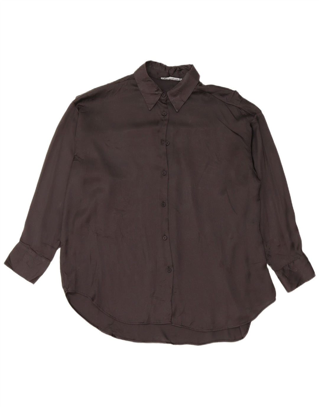 Camicetta camicia oversize da donna Zara UK 10 piccola poliestere nero