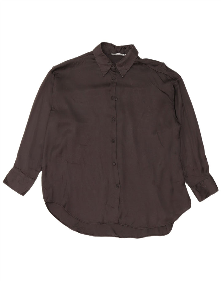 Camicetta camicia oversize da donna Zara UK 10 piccola poliestere nero
