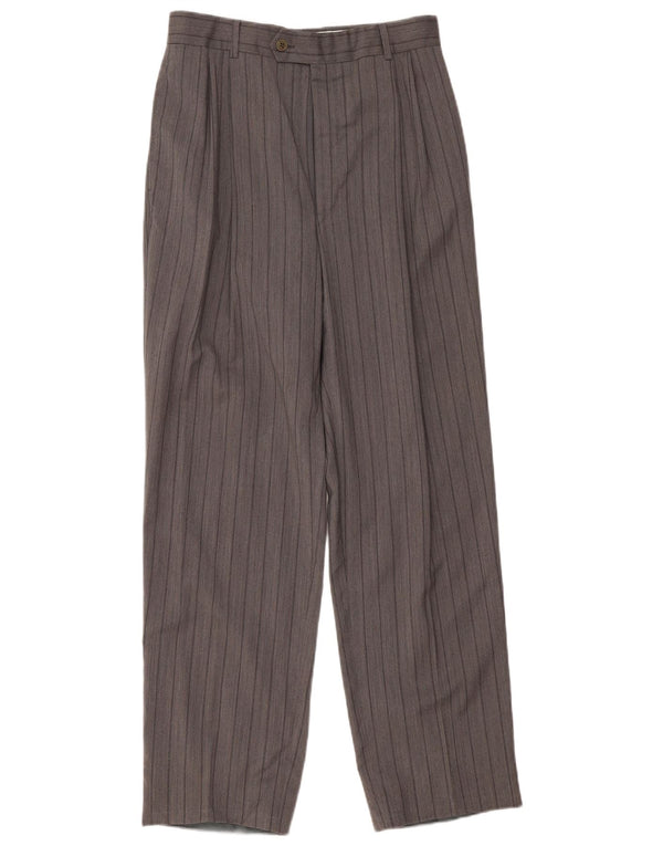 Pantaloni da abito con pegging da uomo VINTAGE IT 50 Large W30 L32 a righe grigie