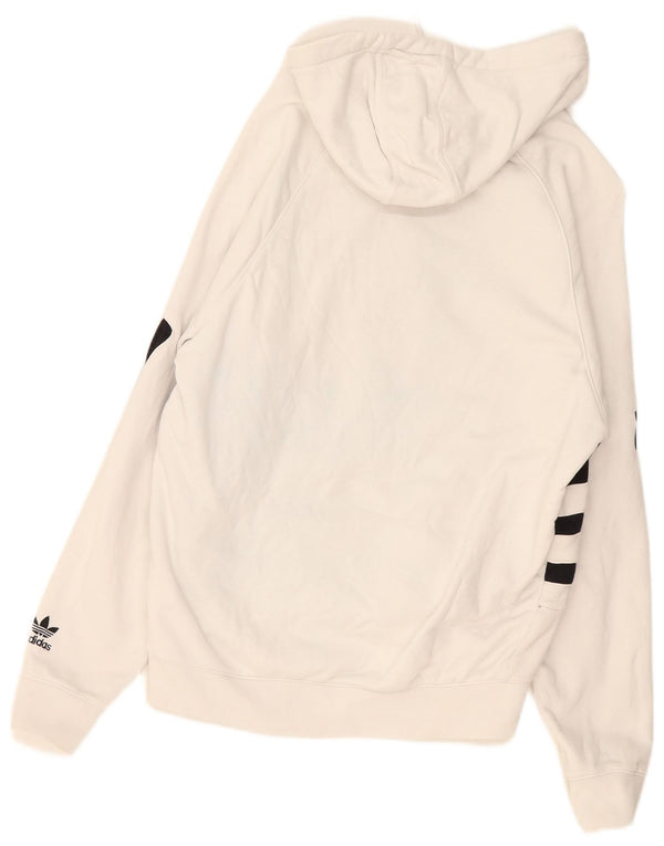 Adidas Felpa con cappuccio grafica da uomo, maglione piccolo, cotone bianco