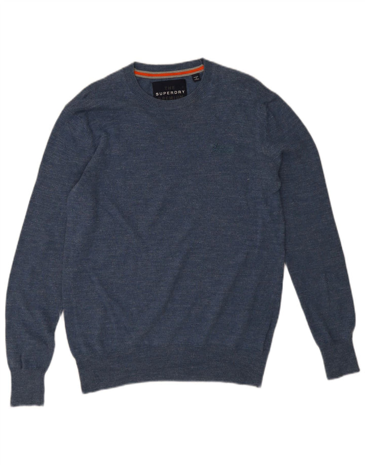 Maglione maglione girocollo da uomo Superdry in cotone blu medio
