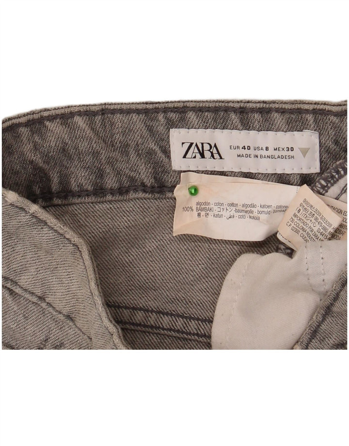 Pantaloni caldi da donna in denim effetto invecchiato Zara EU 40 medio W30 cotone grigio