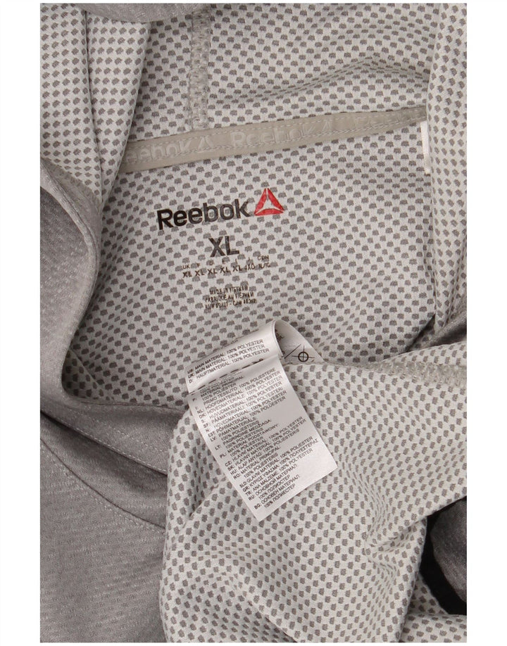 REEBOK Felpa con cappuccio grafica da uomo XL Poliestere grigio