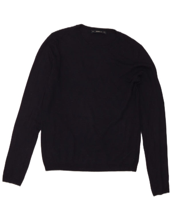 Maglione maglione girocollo da donna Zara UK 10 piccolo modal blu navy