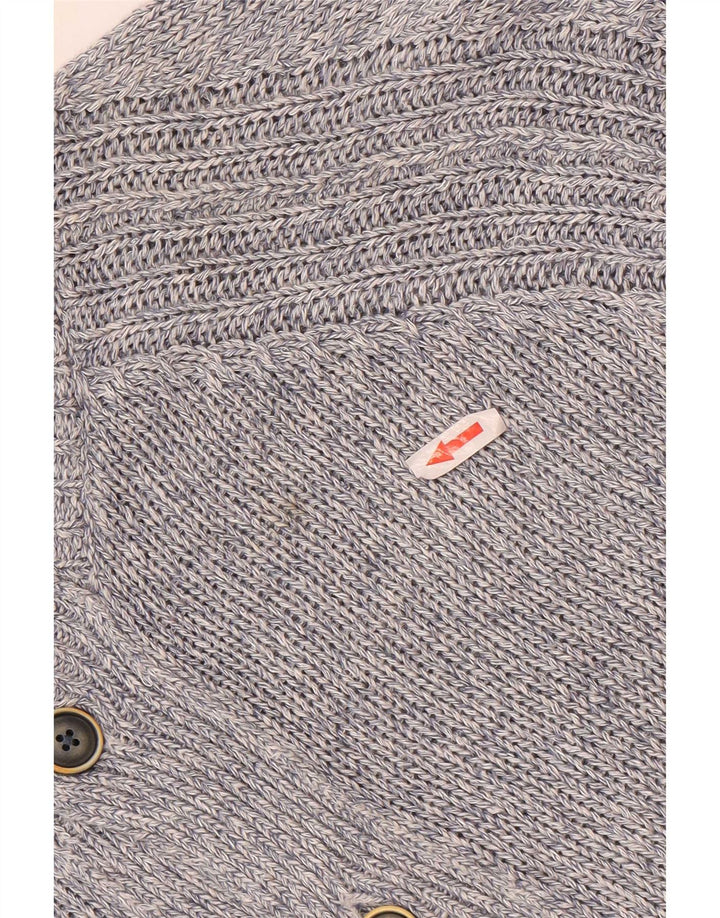 Massimo Dutti Maglione cardigan da uomo in lino chiazzato blu grande