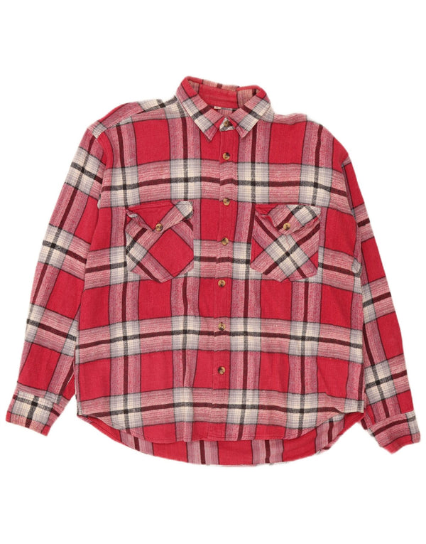 S.S.Shirties Camicia da uomo in flanella di cotone a quadri rosa grande