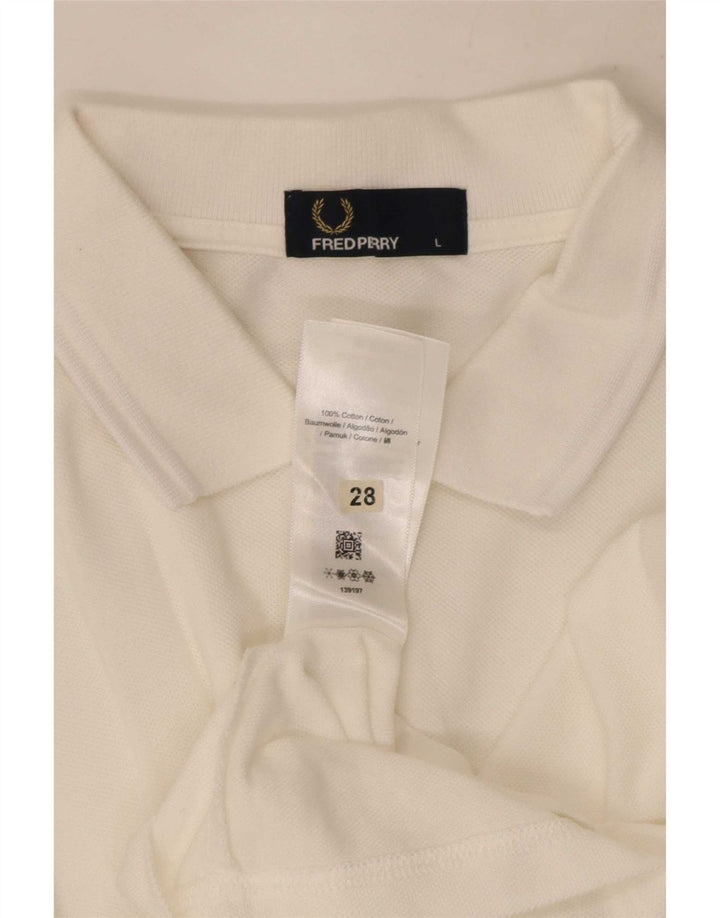 Polo a maniche lunghe da uomo Fred Perry grande in cotone bianco