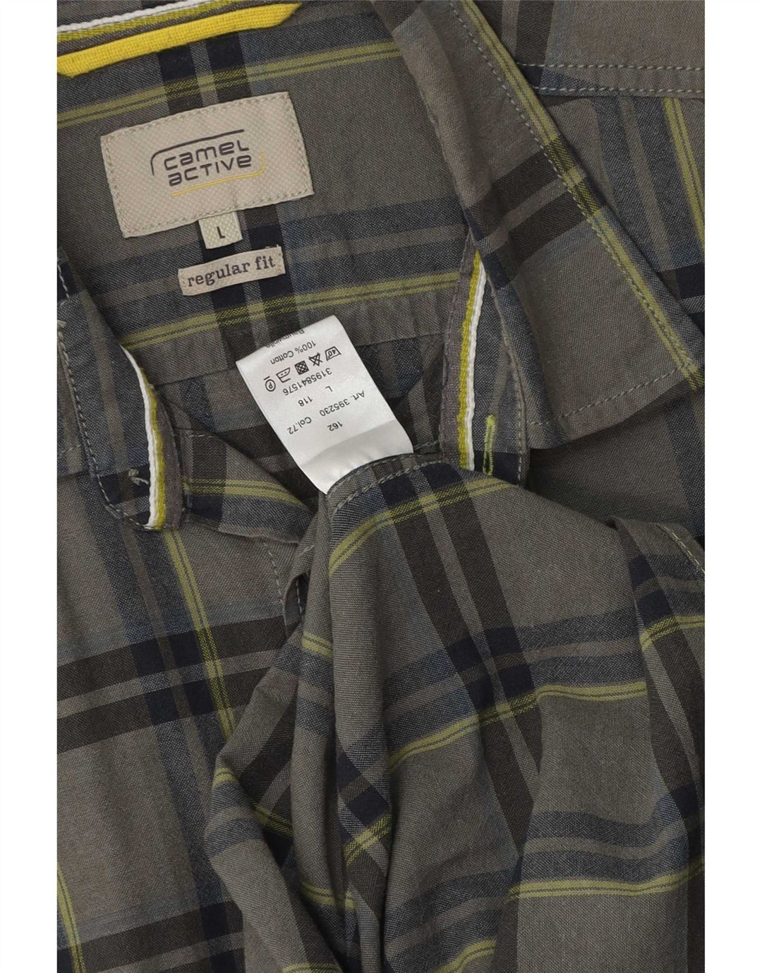 Camicia da uomo Regular Fit Camel Active, cotone a quadri grigi grandi