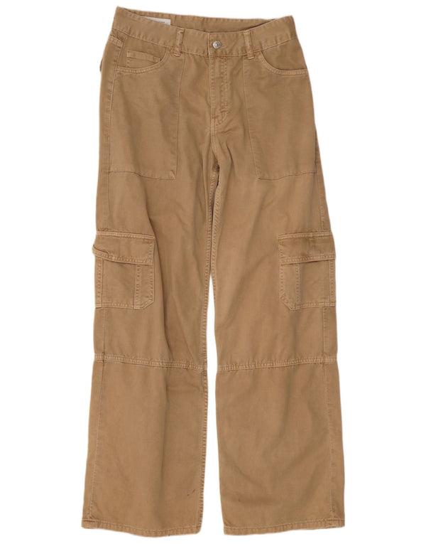Pantaloni cargo larghi da donna Zara EU 36 XS W26 L30 cotone beige