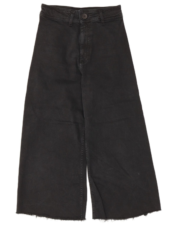 Jeans Zara da donna a gamba larga a vita alta Capri US 34 2XS W24 L22 Cotone nero