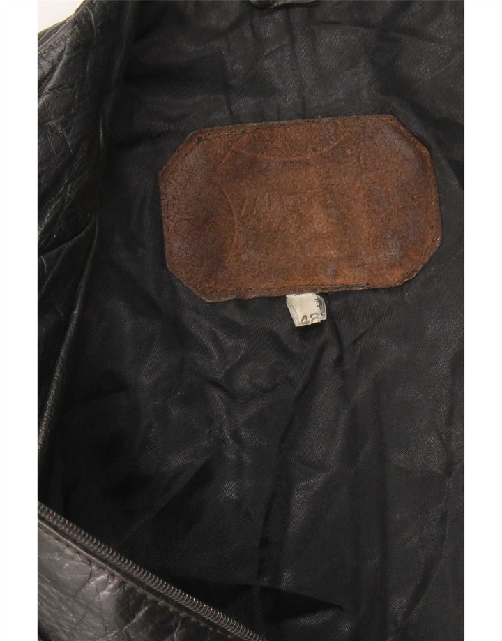 Giacca in pelle vintage da donna IT 48 XL Nera