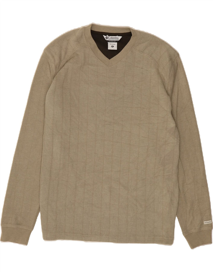 COLUMBIA Mens V-Neck Jumper Sweater XL Grey Cotton Vintage Columbia and Second-Hand Columbia from Messina Hembry 