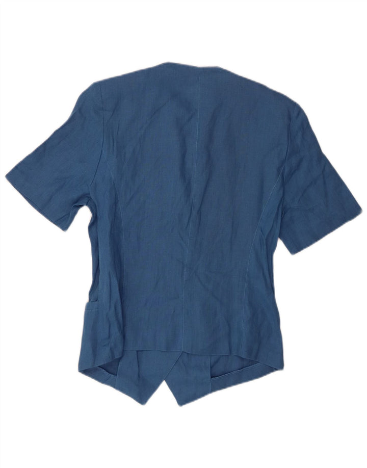 Top Cardigan Manica Corta Donna Preca IT 42 Lino Blu Medio