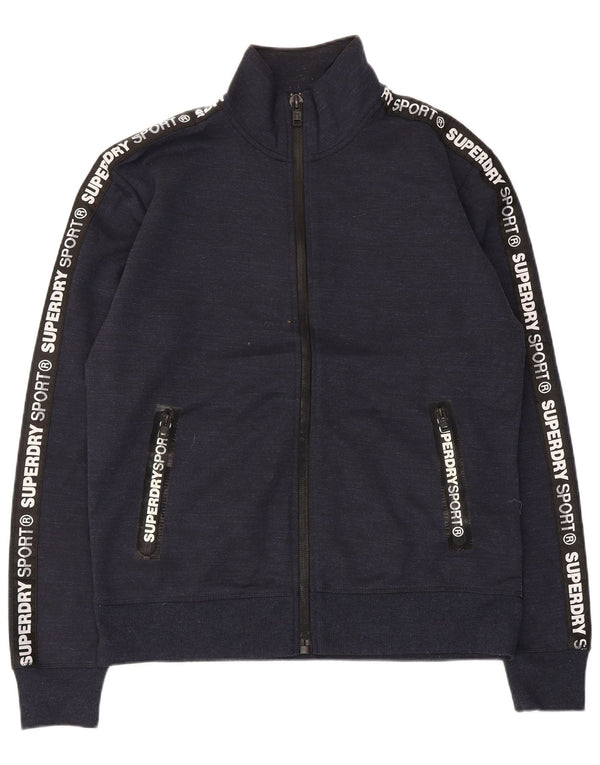 Giacca da ginnastica da uomo con grafica Superdry XL in poliestere chiazzato blu navy