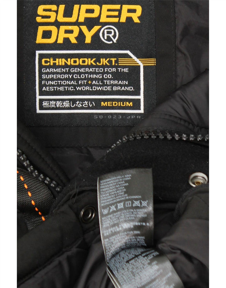 Giacca imbottita con cappuccio da uomo Superdry UK 38 poliestere nero medio