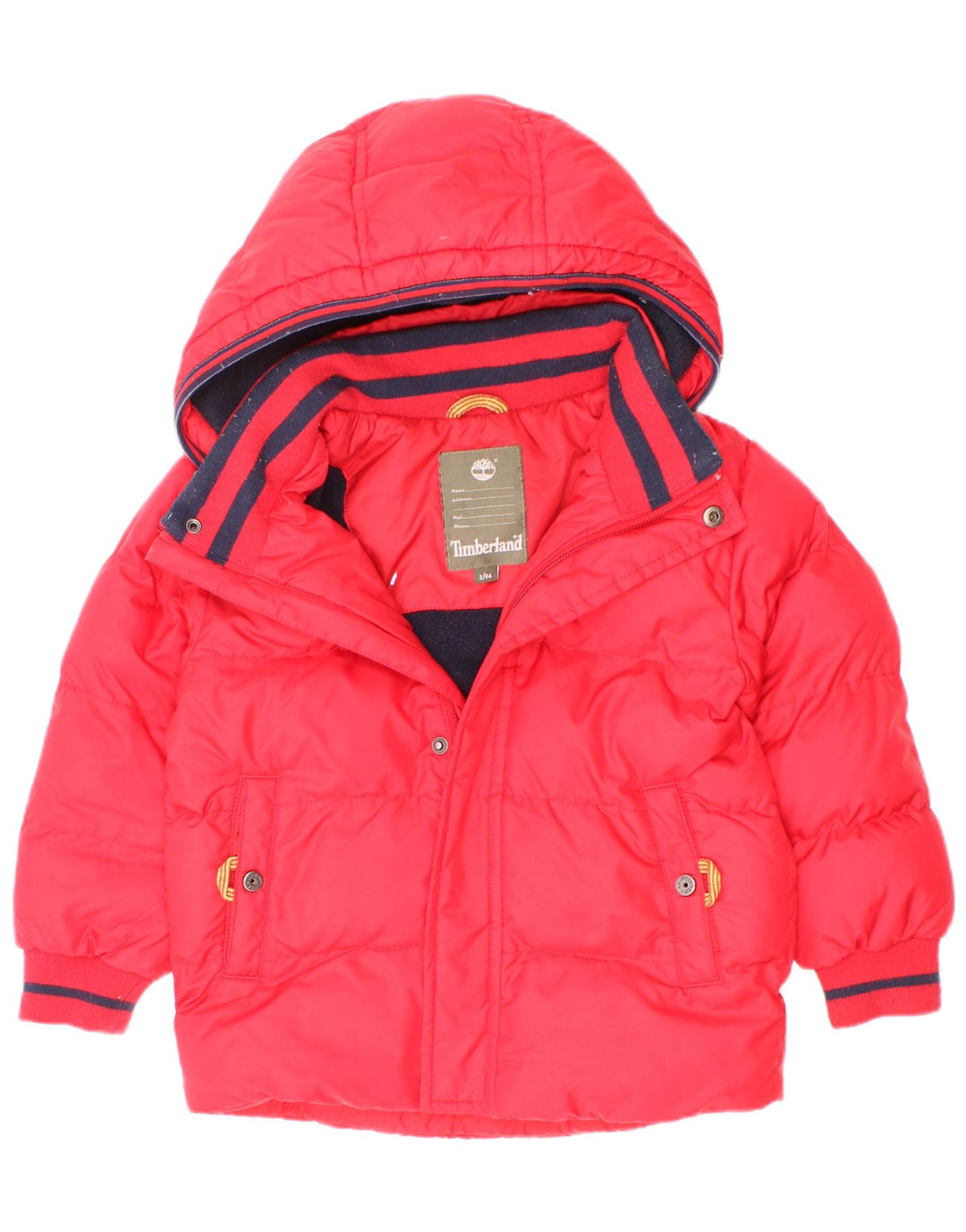 Giacca imbottita con cappuccio Timberland per ragazzi 2-3 anni in poliestere rosso