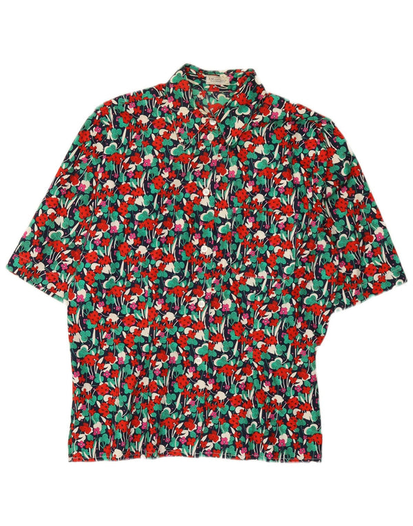 Vintage Womens Short Sleeve Shirt Blouse EU 38 Medium Multicoloured Floral