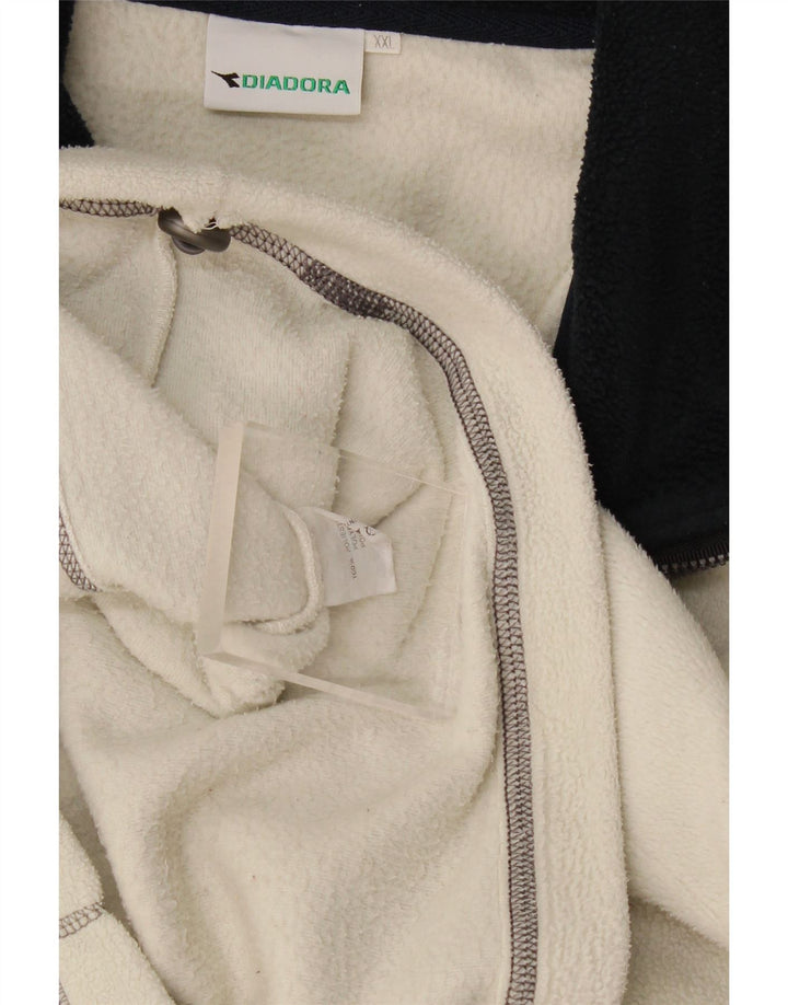 Maglione in pile da uomo Diadora con zip e collo 2XL poliestere bianco sporco