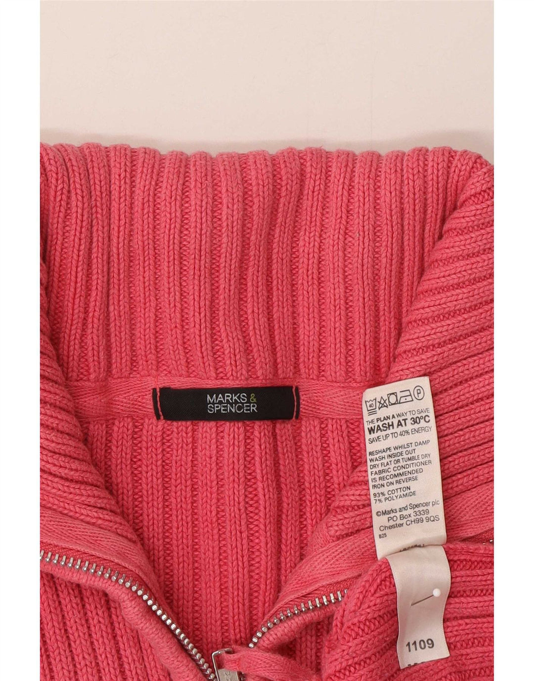 Maglione cardigan da donna Marks & Spencer UK 16 grande cotone rosa