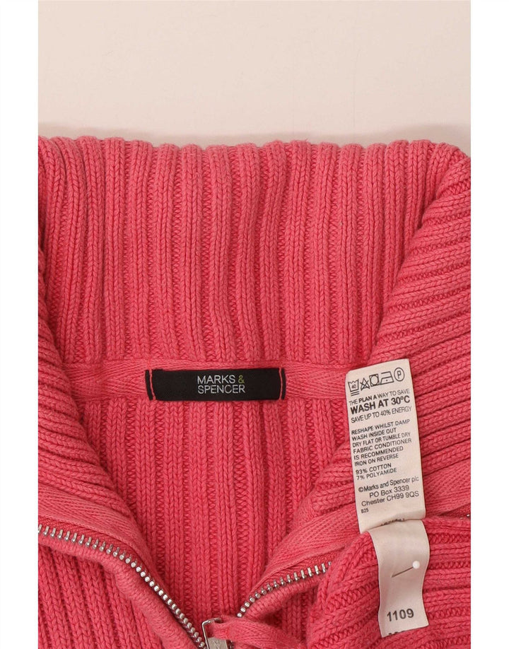 Maglione cardigan da donna Marks & Spencer UK 16 grande cotone rosa