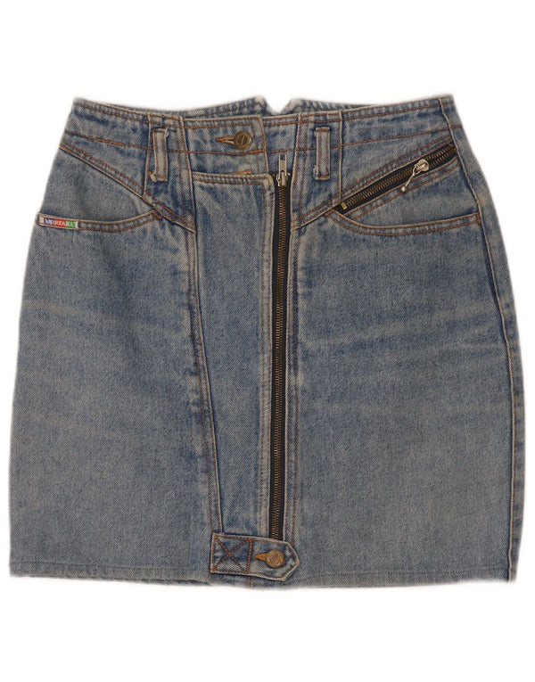 Mini gonna di jeans vintage da donna W26 piccola blu