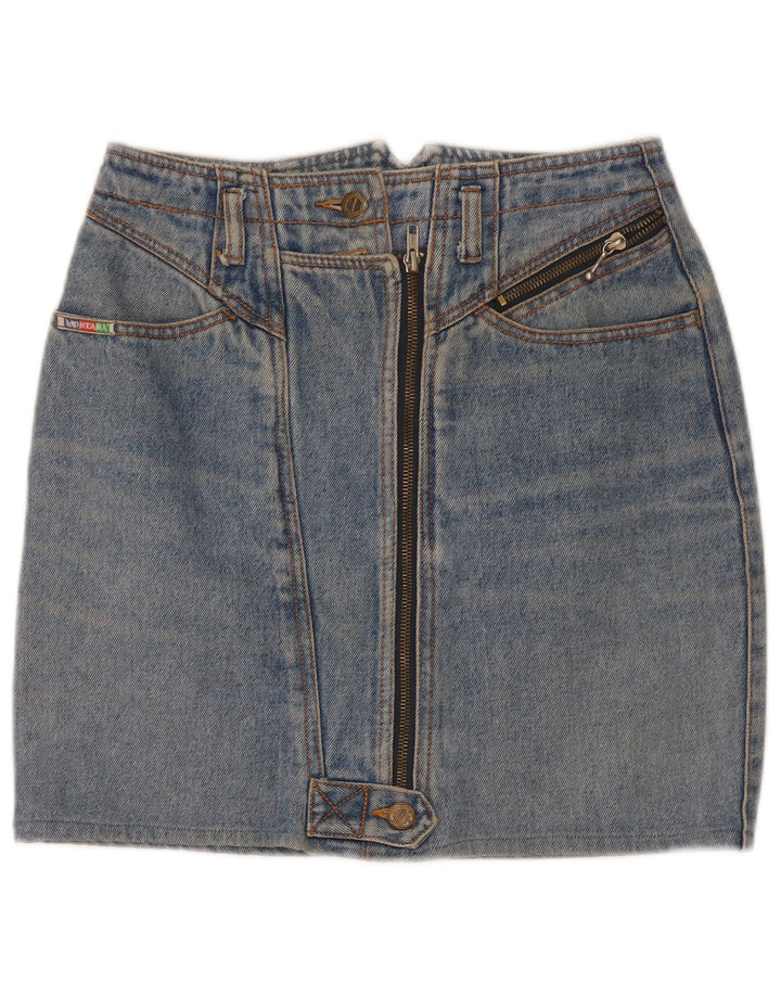 Mini gonna di jeans vintage da donna W26 piccola blu