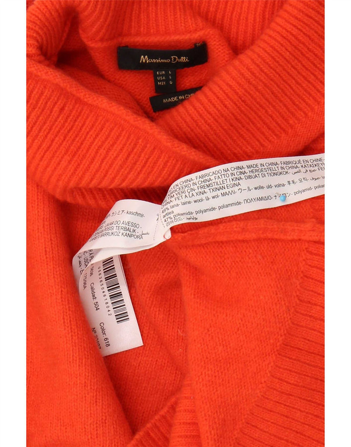 Massimo Dutti Maglione da donna a collo alto corto da donna UK 16 Large in lana arancione