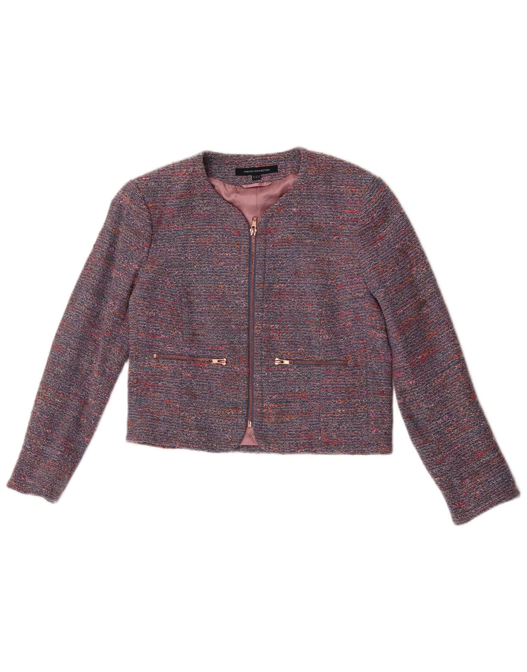 Giacca blazer corta da donna French Connection UK 10 piccola blu screziata