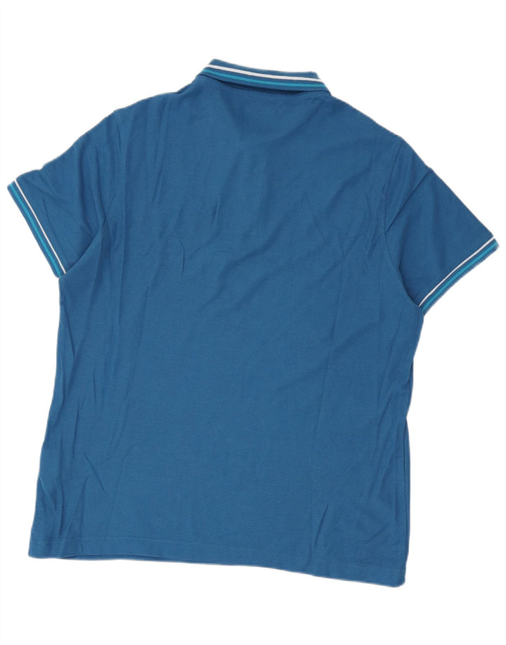 Polo da uomo Lotto Life in cotone a righe blu medio