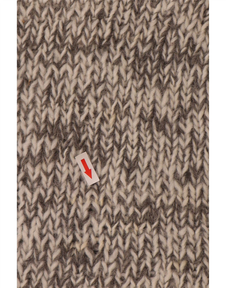 Maglione vintage da uomo con scollo a V grigio medio Fair Isle