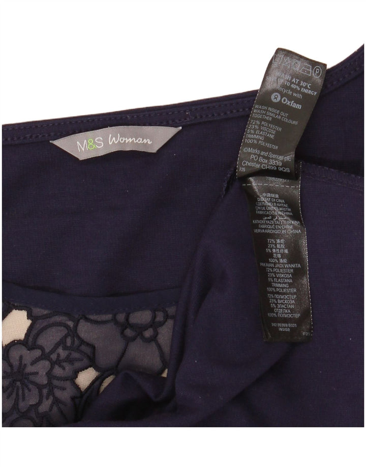 MARKS & SPENCER Abito a trapezio da donna UK 14 Medio blu navy floreale