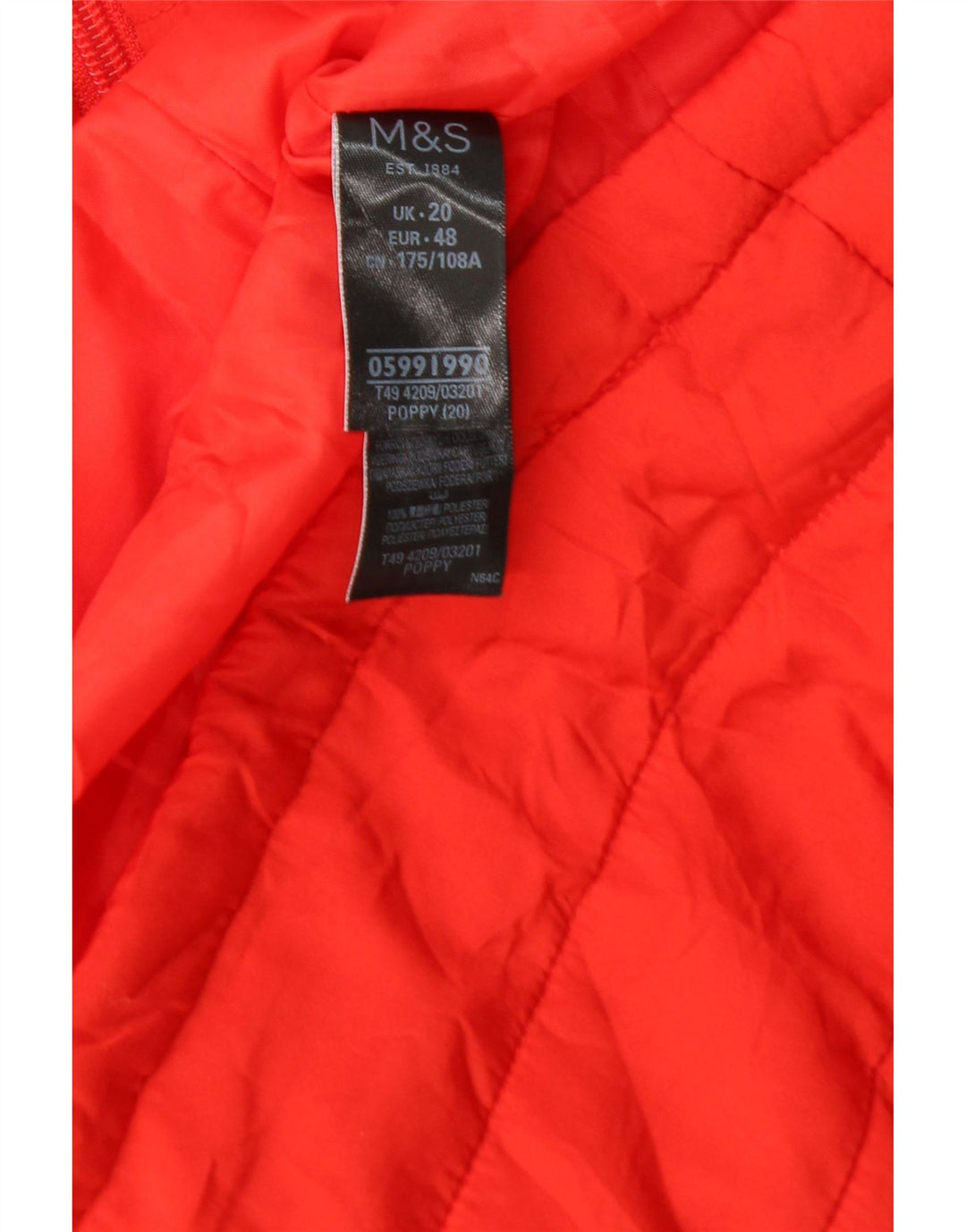 Gilet imbottito da donna Marks & Spencer UK 20 2XL poliestere arancione