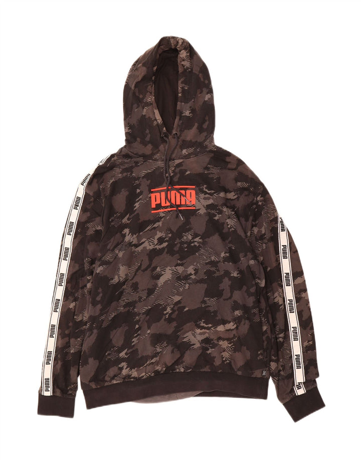 PUMA Mens Graphic Hoodie Jumper Medium Grey Camouflage Cotton Vintage Puma and Second-Hand Puma from Messina Hembry 