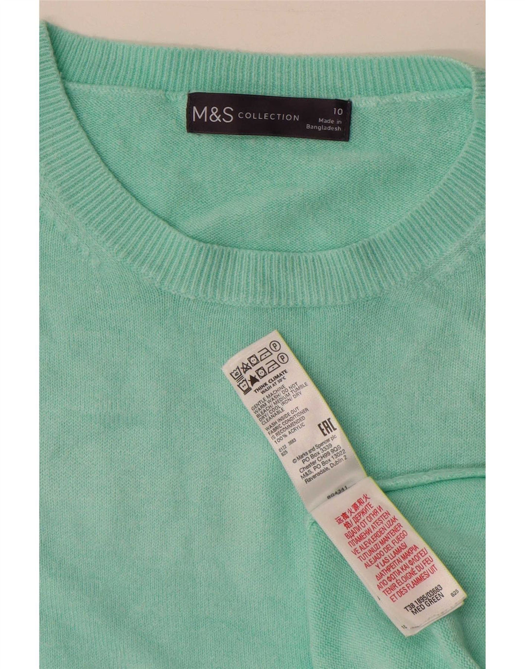 Maglione maglione con scollo a barca da donna Marks & Spencer UK 10 piccolo turchese