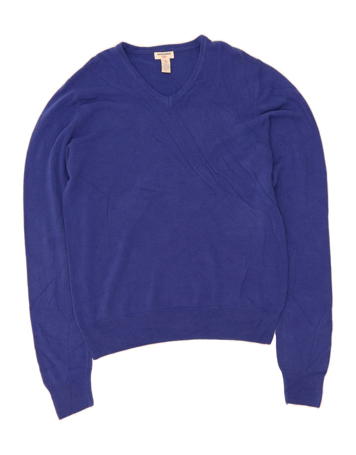 DOCKERS Mens V-Neck Jumper Sweater Large Blue Cotton Vintage Dockers and Second-Hand Dockers from Messina Hembry 