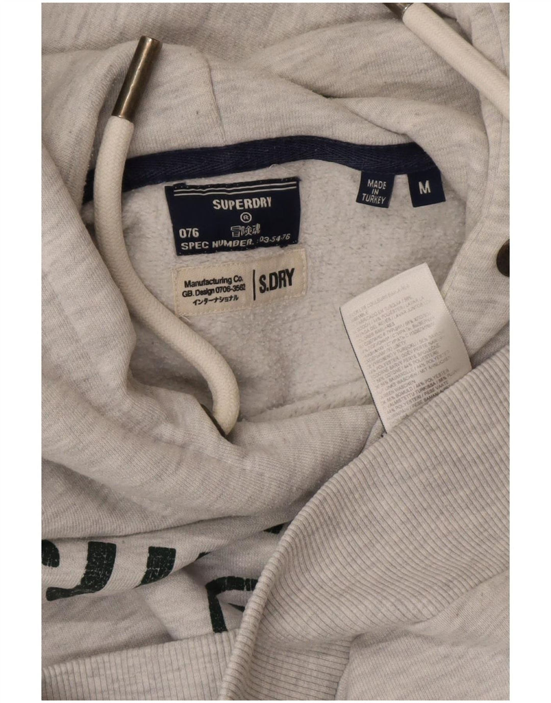Maglione con cappuccio grafico da uomo Superdry in cotone grigio medio