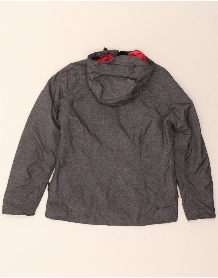 JACK WOLFSKIN Womens Hooded Windbreaker Jacket UK 12/14 Medium Grey Vintage Jack Wolfskin and Second-Hand Jack Wolfskin from Messina Hembry 