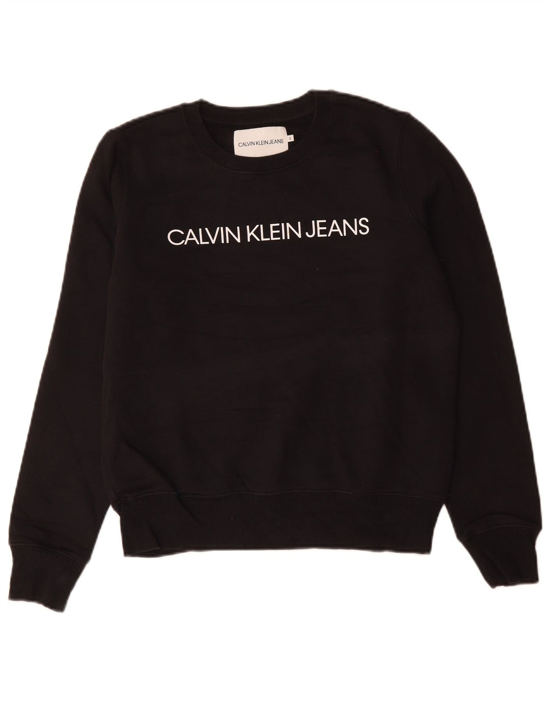 CALVIN KLEIN JEANS Felpa oversize da donna Maglione UK 10 Small Nero