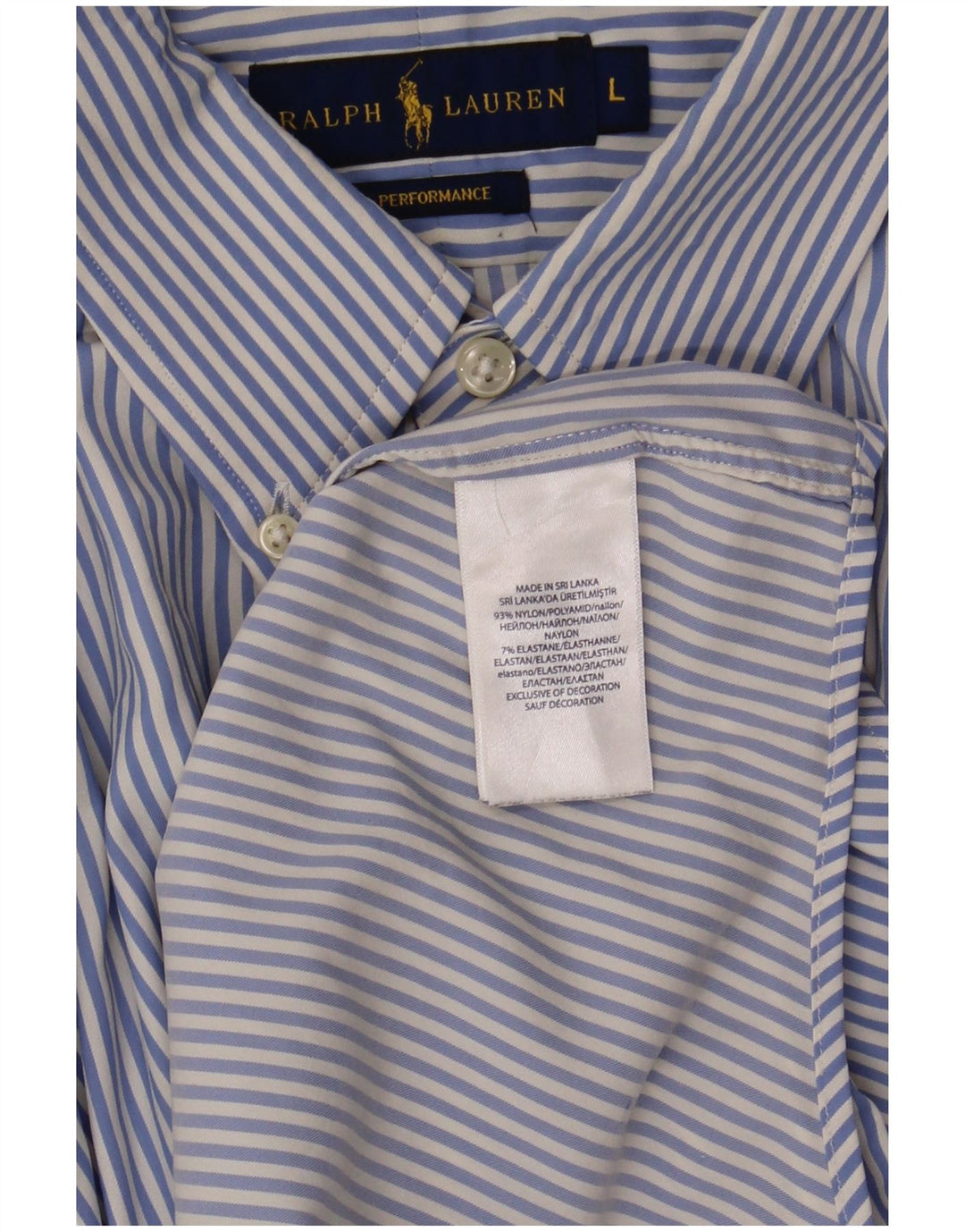 Camicia da uomo Ralph Lauren grande nylon a righe blu