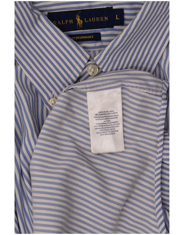 Camicia da uomo Ralph Lauren grande nylon a righe blu