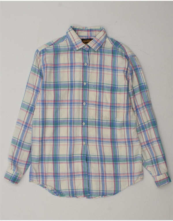Camicia di flanella da donna EDDIE BAUER UK 14 Cotone a quadri blu medio
