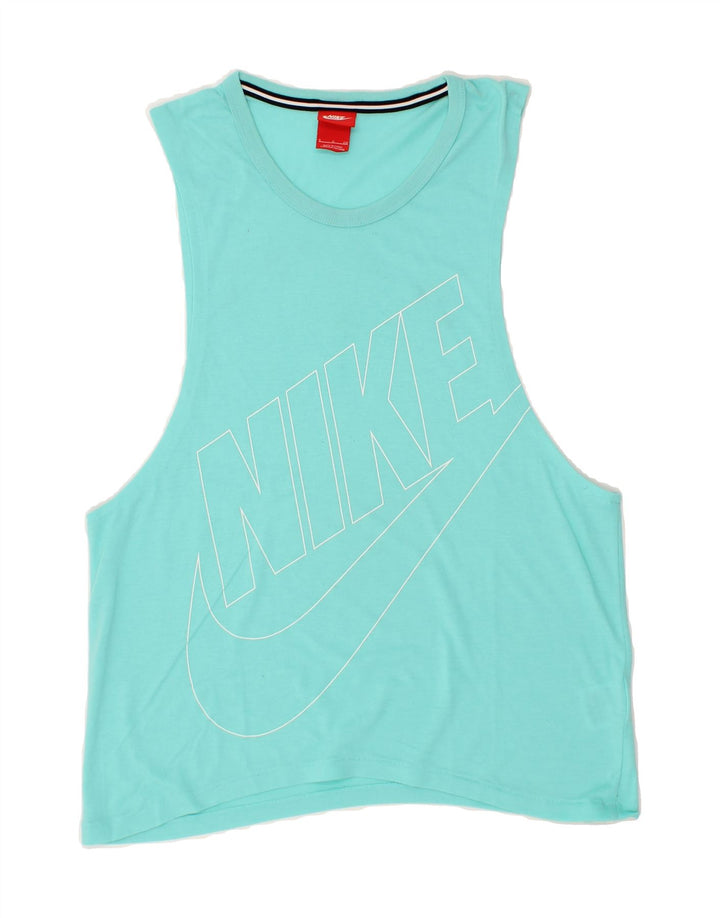 NIKE Womens Graphic Vest Top UK 10 Small Blue Cotton Vintage Nike and Second-Hand Nike from Messina Hembry 