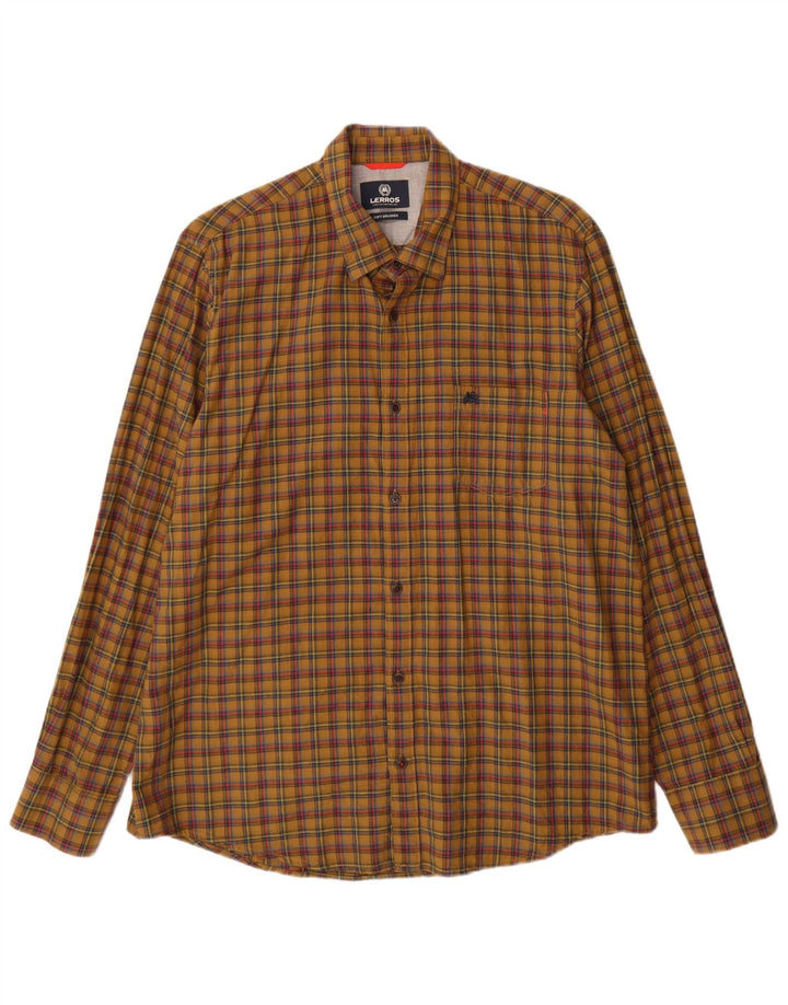 Camicia da uomo in flanella Lerros XL in cotone a quadri kaki