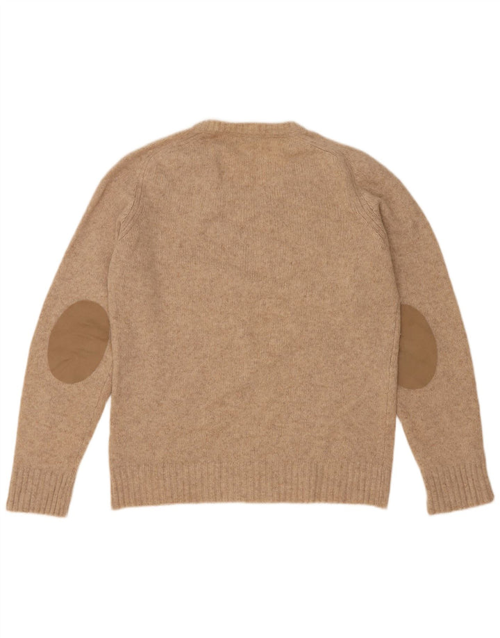 Maglione Zara da uomo con scollo a V, grande, in lana beige