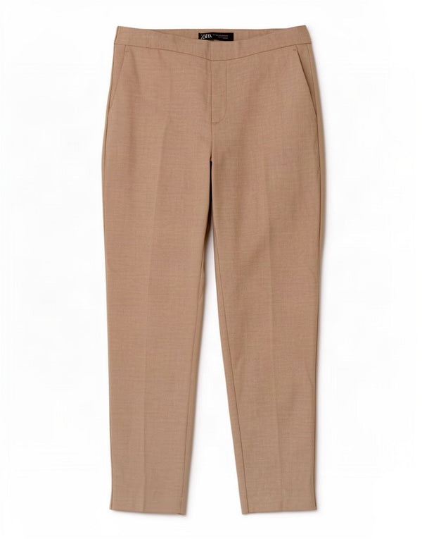 Pantaloni chino affusolati da donna Zara EU 36 Small W26 L27 Poliestere beige