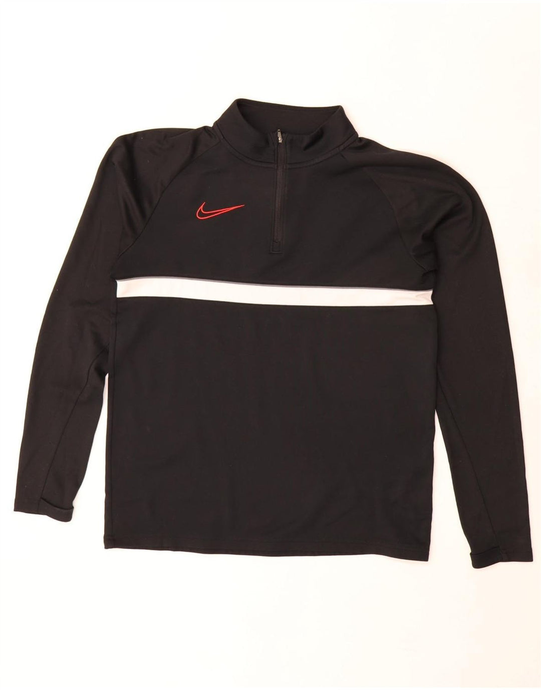 Top della tuta da ginnastica Nike Dri Fit con collo e zip da uomo, piccolo, color block nero