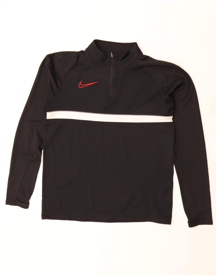 Top della tuta da ginnastica Nike Dri Fit con collo e zip da uomo, piccolo, color block nero