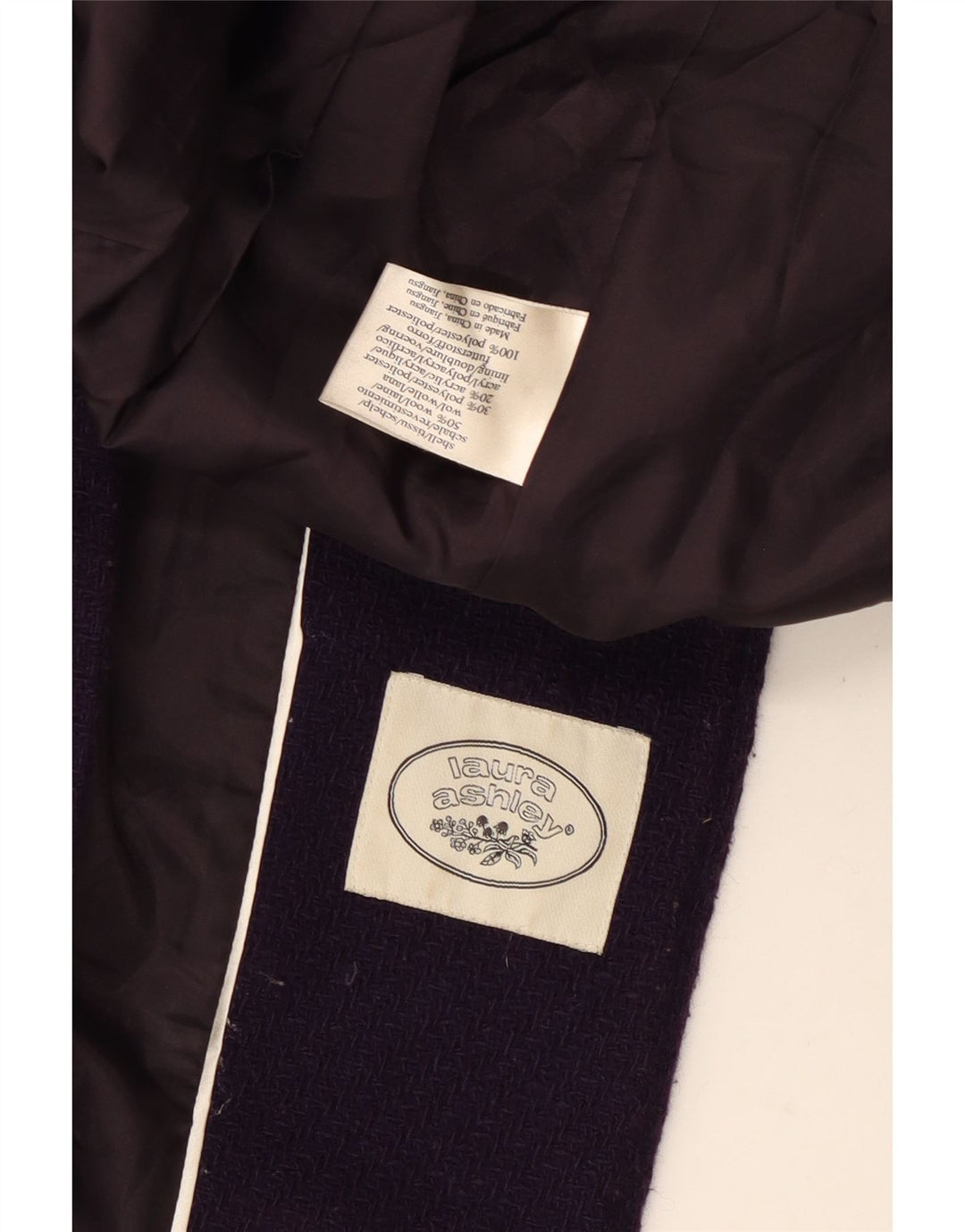 Montgomery con cappuccio da donna Laura Ashley UK 14 Lana viola medio