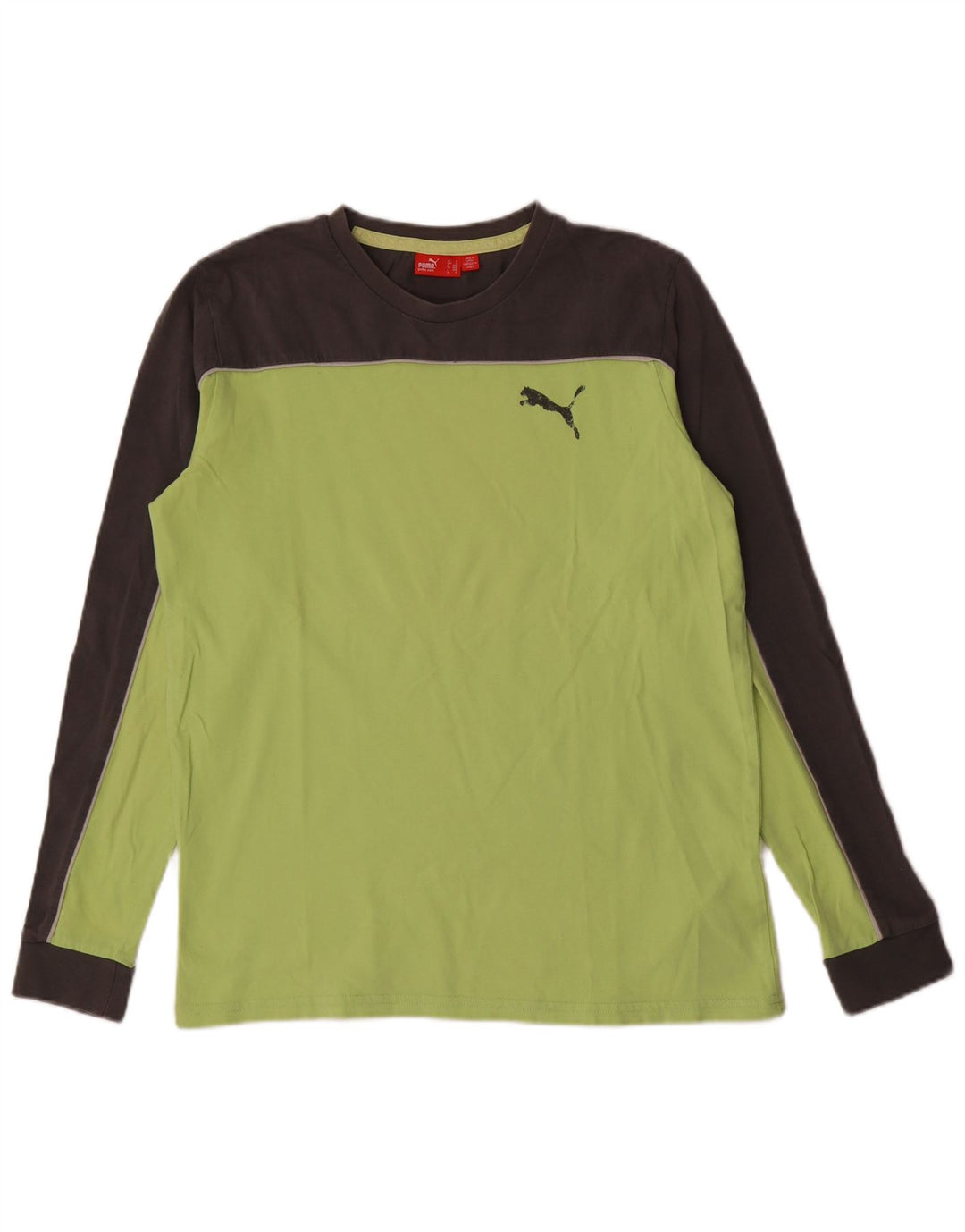 Maglia Puma da uomo a maniche lunghe in cotone color block verde medio